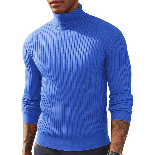 Autumn Men's Slim Fit Long Sleeve Turtleneck Sweater Casual Knitted