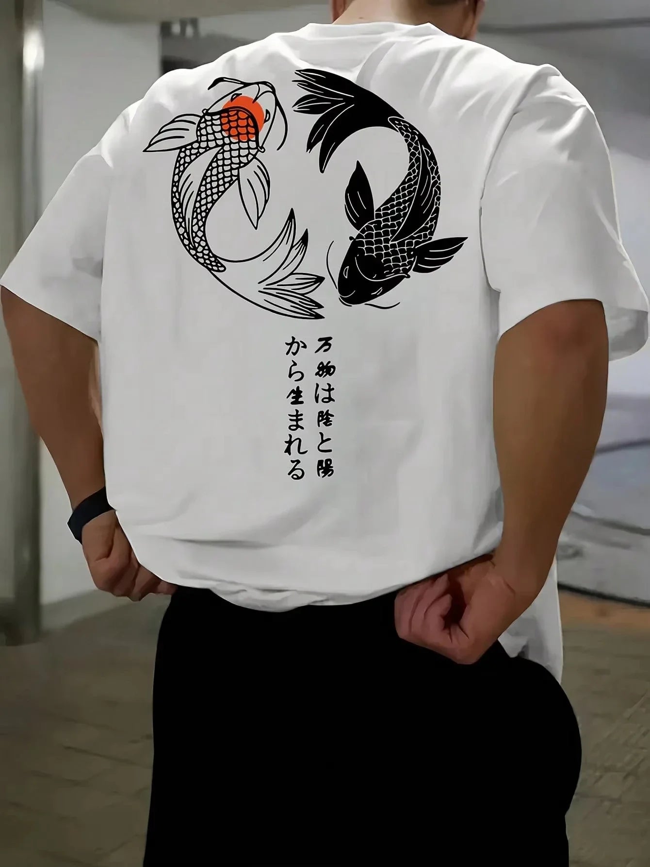 Koi Harajuku Japanese Pattern 100% Pure Cotton Men's T-shirt Summer