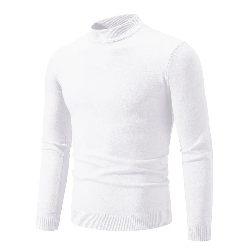 New Sweatwear Men's Half Neck Basic Solid Color Sweaters Round Neck