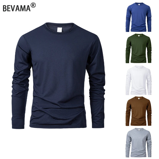 Men's Long Sleeve T Shirts Casual Round Neck Moisture Wicking Tees