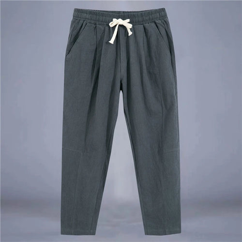 Men's Trousers Cotton Linen Fashion Casual Pants Solid Color