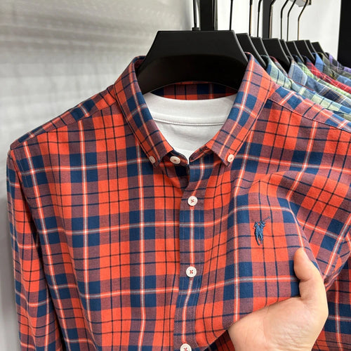 Luxury Brand Embroidery 100% Cotton Long Sleeved Shirt Men's New Shirt