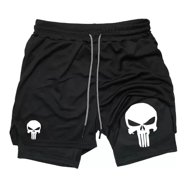 2-in-1 men's performance shorts, sports quick drying shorts with phone