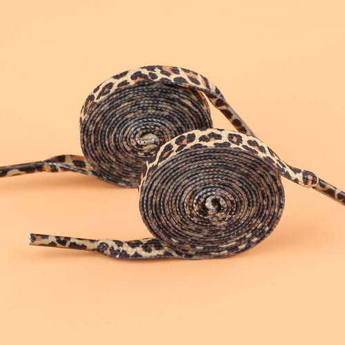 1 Pair Newest Classic Leopard Print Shoelaces Women Girl Men Flat