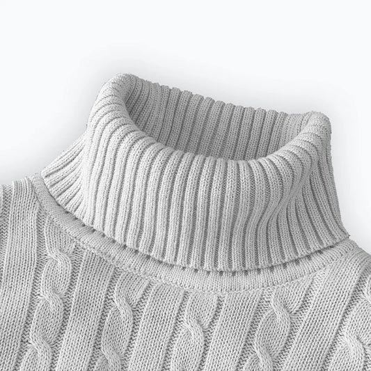 New Men's Turtleneck Sweater Solid Color High Neck Pullover Knitted