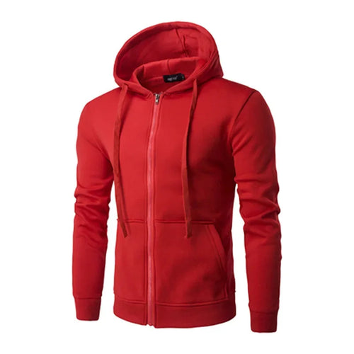 Men's Fashion Fleece Zipper Sweatshirt Loose Casual Hoodie for Spring