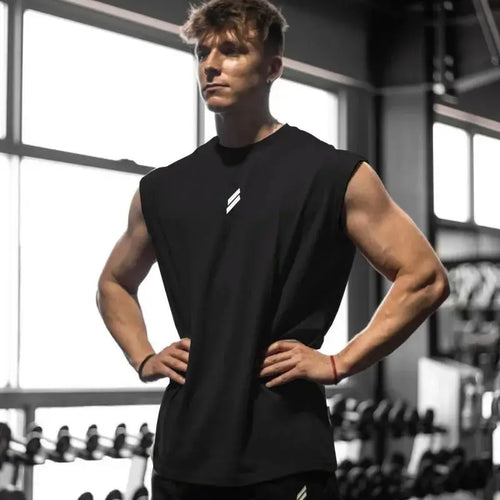 Sleeveless T-shirt Men Quick-drying Fitness Bodybuilding Shirt Male