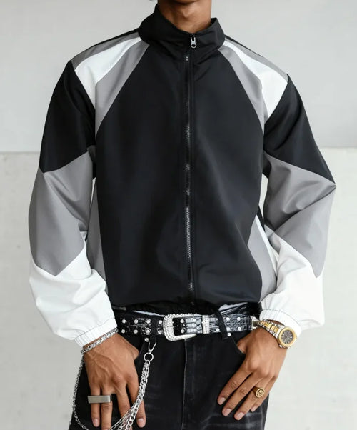 Men's color-blocked jacket, lightweight, casual, travel, windproof and