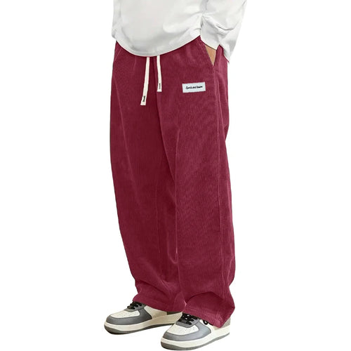 Autumn Mens Corduroy Casual Pants Fashion Loose Fit Pants Straight