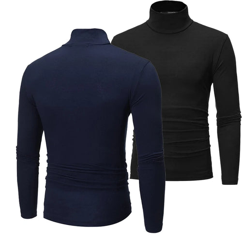 1/2pcs Autumn  Winter Men's High Neck T-shirt Slim Fit Fashion High