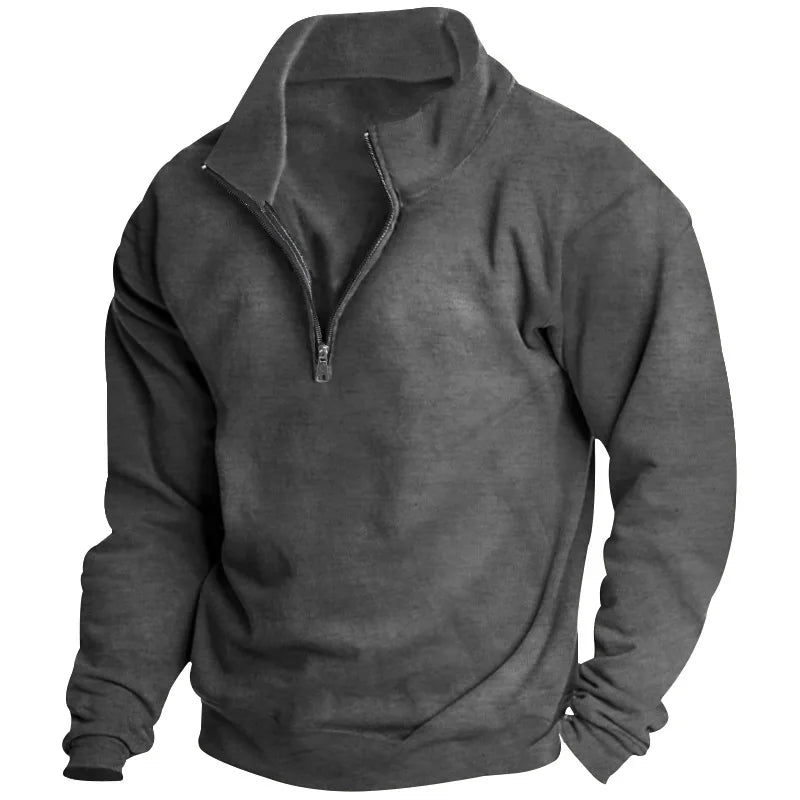 Autumn and winter new men's fleece sweatshirt stand-up collar half