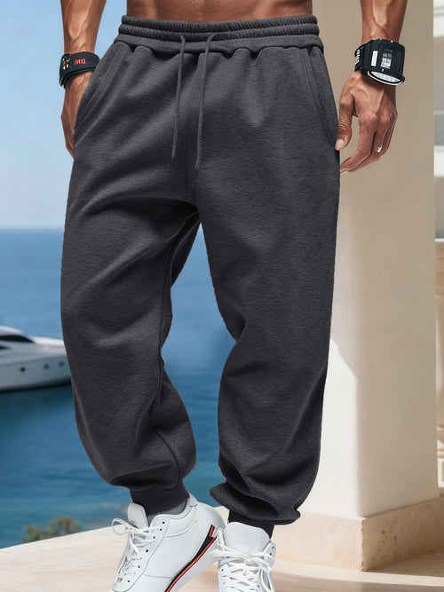 Man Autumn Fleece Sportpants Drawstring Casual Long Pants Comfortable