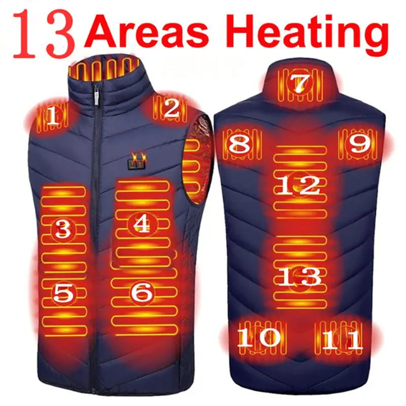 Men USB Infrared 17 Heating Areas Vest Jacket Men Winter Electric