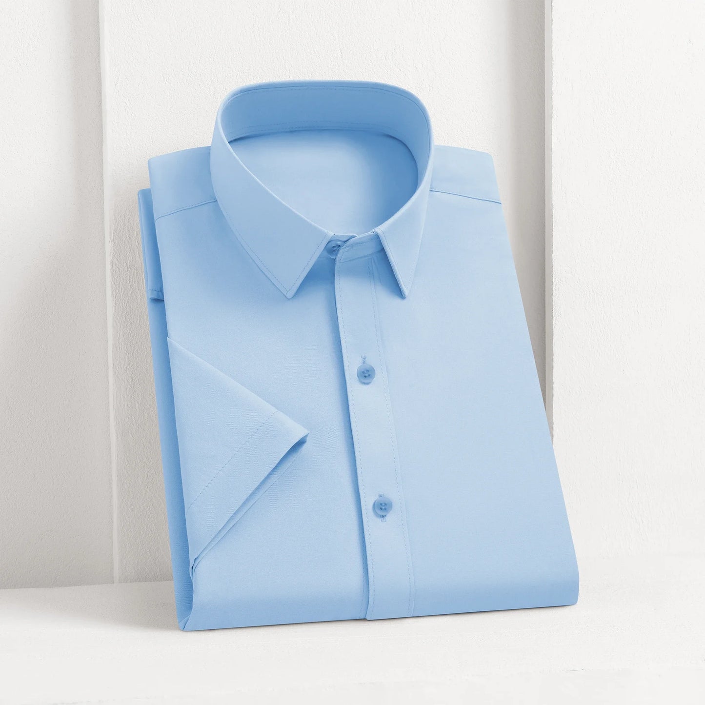 New Men's Business Casual Solid Color Short Sleeved Shirt for Summer