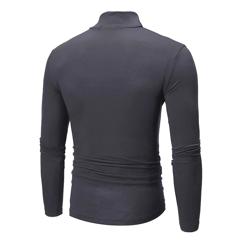 1/2pcs Autumn  Winter Men's High Neck T-shirt Slim Fit Fashion High