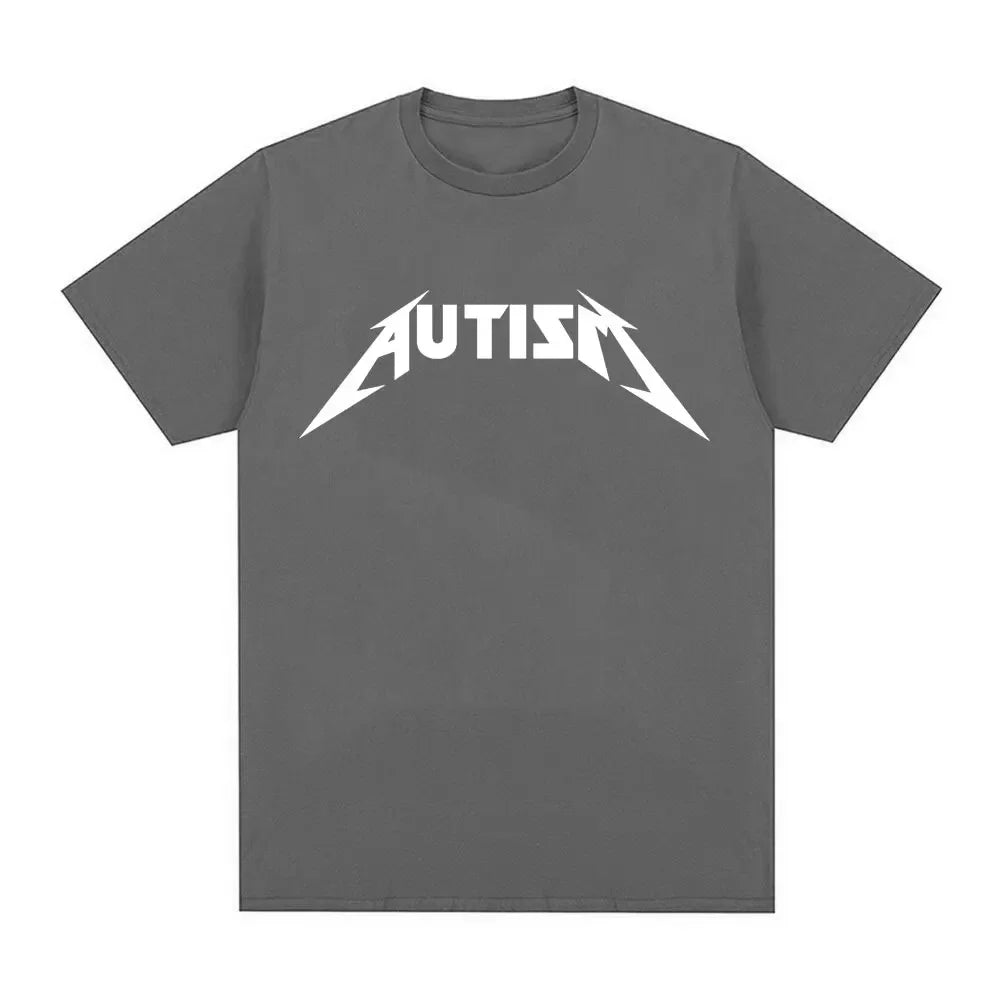 Autism Metal Rock Meme T-shirt Men Women Fashion Hip Hop Short Sleeve
