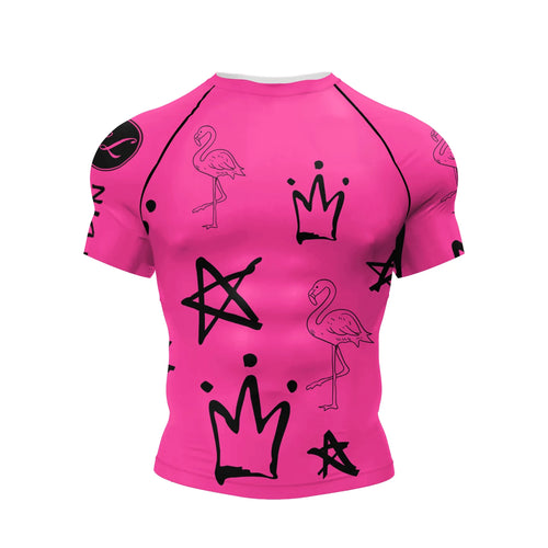 Cody Lundin Short Sleeve Pink Mens Jiu Jitsu BJJ No Gi Rash Guard