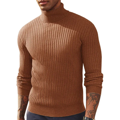 Autumn Men's Slim Fit Long Sleeve Turtleneck Sweater Casual Knitted