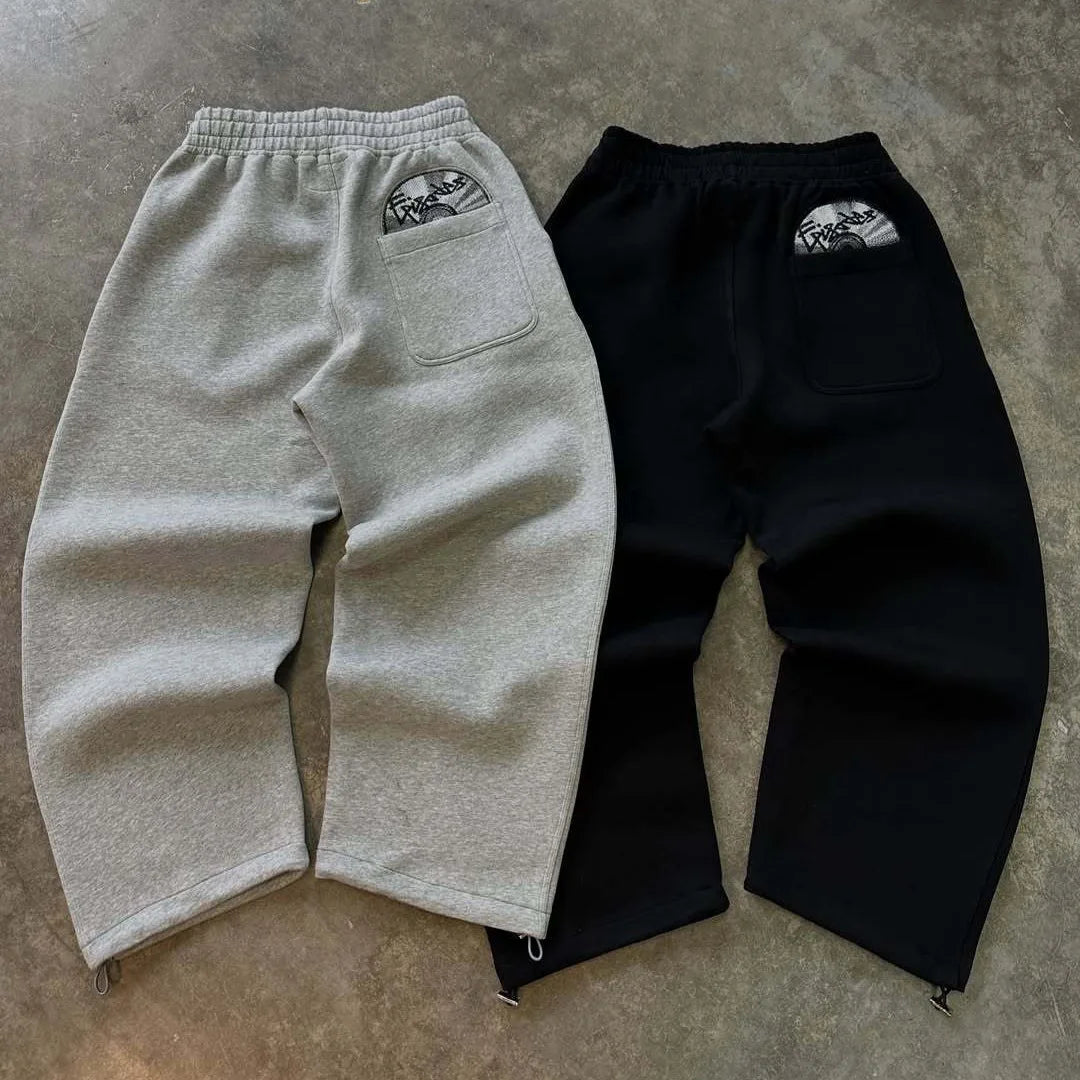 Fashionable Street Style Embroidered Sweatpants Autumn Winter Casual