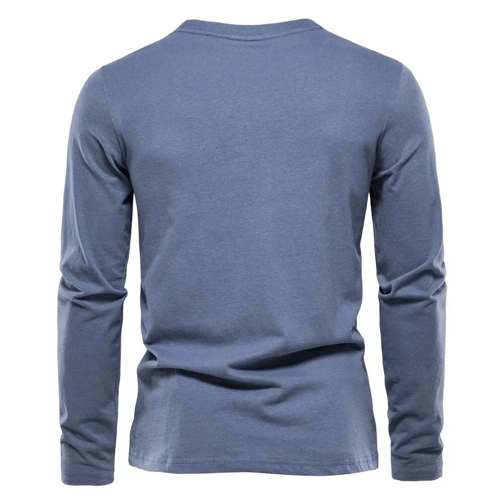 100% Cotton Long Sleeve T Shirt For Men Solid Spring Casual Mens
