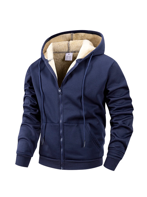 Winter Men's Zipper Jacket Fleece Warm Windproof Hoodies Heavyweight