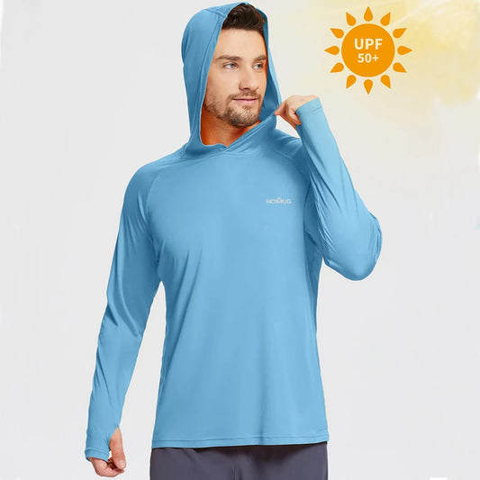 Men's UPF 50+ Sun Protection Hoodie T-Shirts Long Sleeve SPF/UV Quick