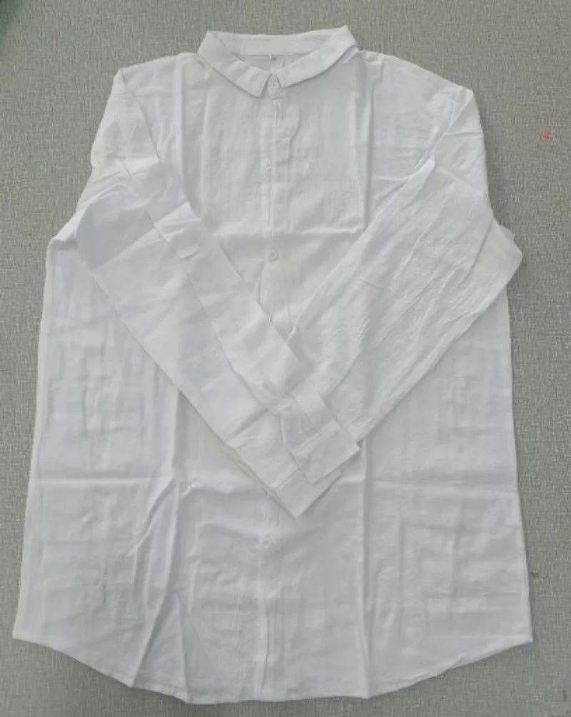 Men's retro casual long-sleeved lapel single-breasted cardigan shirt