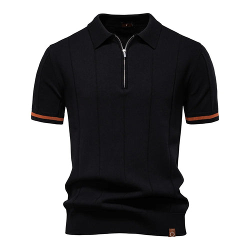AIOPESON Men's Solid Color Sport Zipper Polo Shirt Athletic Social