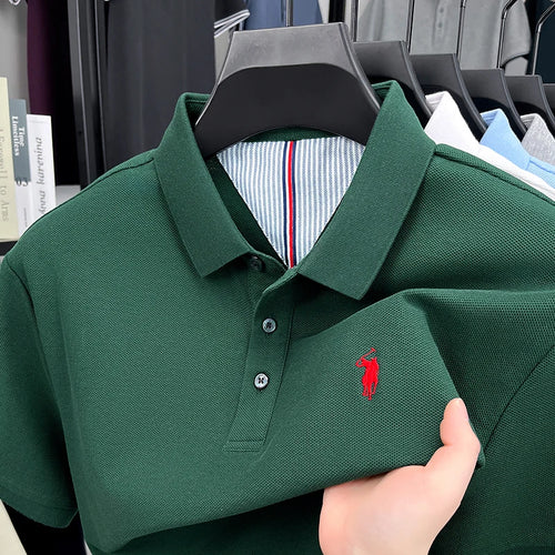 100% pure cotton high-end brand men's short sleeve polo shirt summer