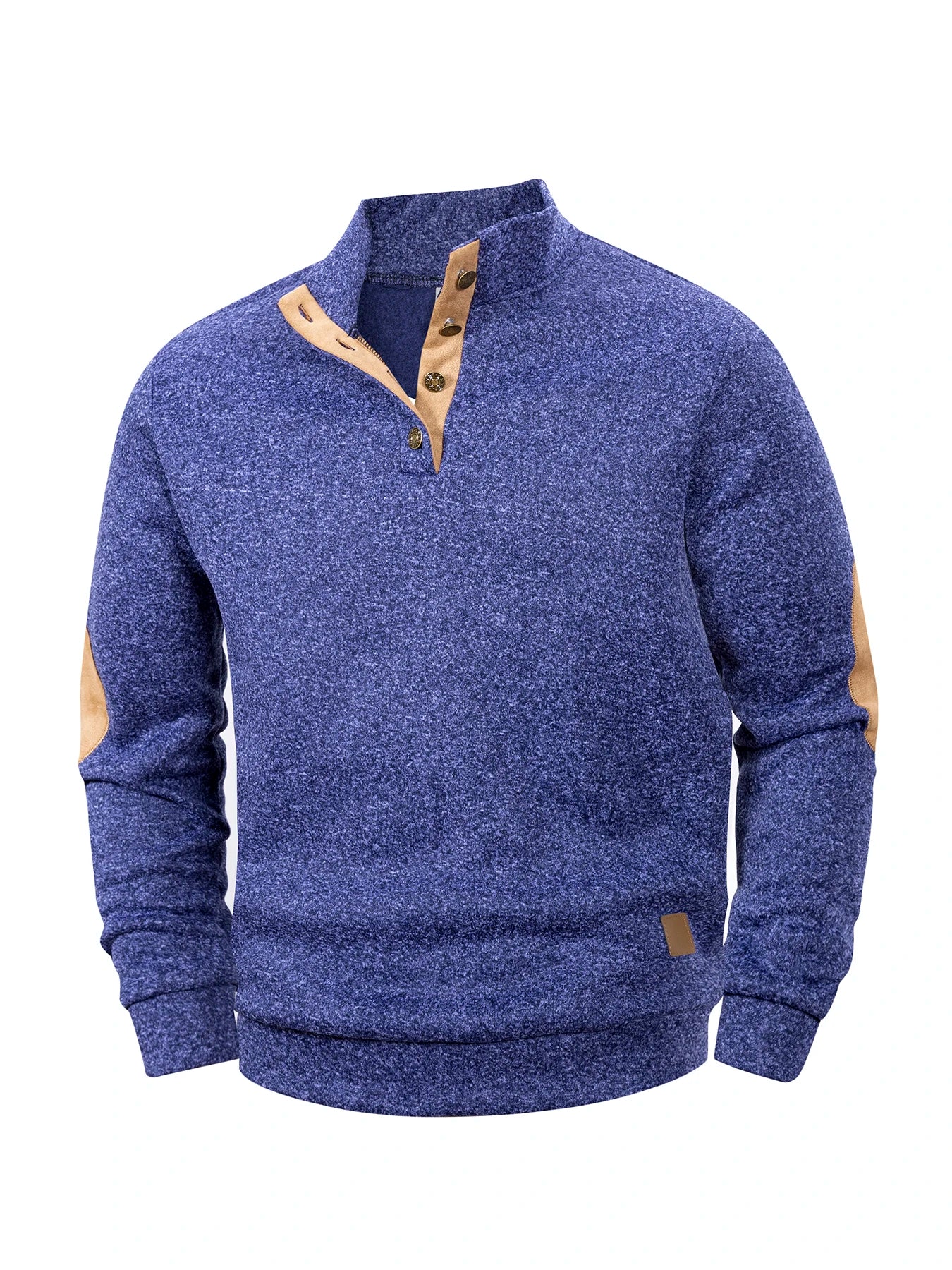 Spring Autumn Men's Casual Pullover Button Down Stand Collar Henley