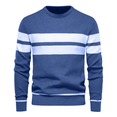 New Autumn Pullover Men's Sweater O-neck Patchwork Long Sleeve Warm