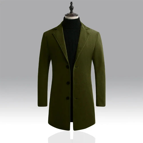 2024 Spring Autumn New Long Cotton Coat New Wool Blend Pure Color