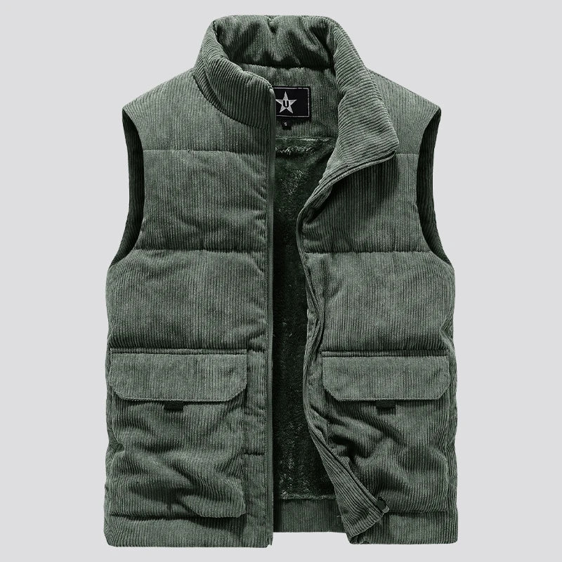 Winter Male Fleece Warm Vest Coats Men Stand Collar Army Thicken