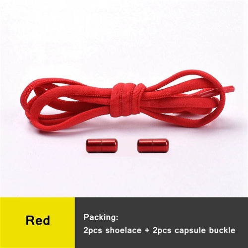 21 Colors No Tie Shoelaces For Sneakers Elastic Shoe Laces Round Metal