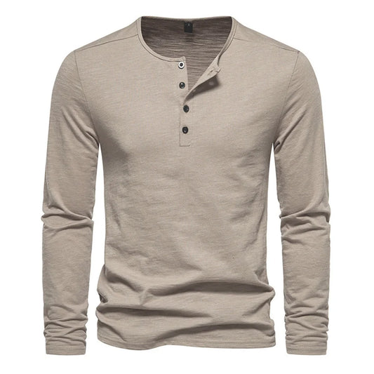 Men Long Sleeved T-shirt Cotton Slim Fit Bottoming Shirt Fitness Tops