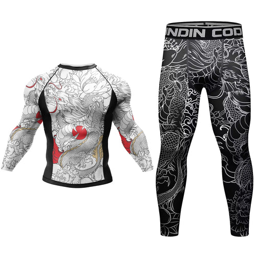 Men Tracksuit MMA No Gi Rashguard Jiu Jitsu T-shirt+Pants Boxing