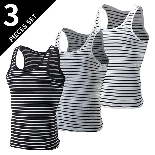 1/3 Men's Tank Top Four Seasons Black and White Solid Color Narrow