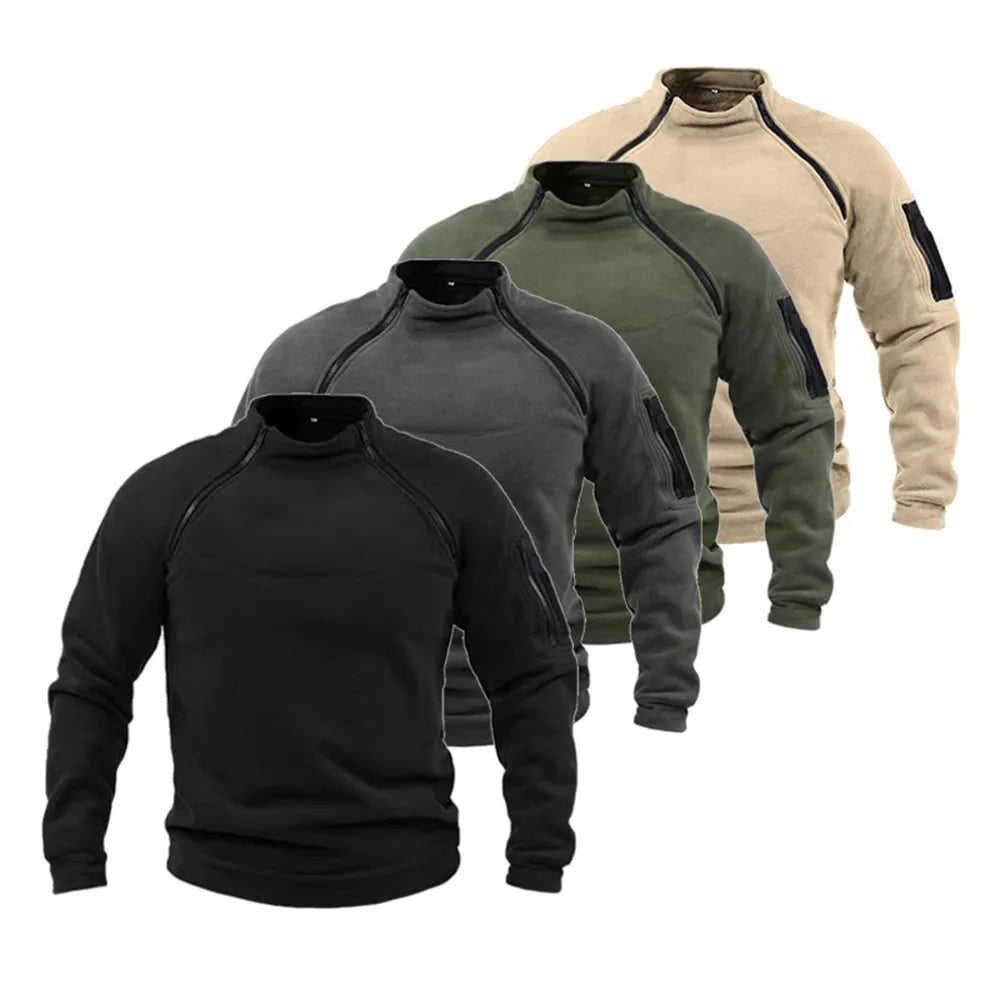 Men's Tactical Outdoor Fleece Jacket Clothes Warm Zippers Pullover Men