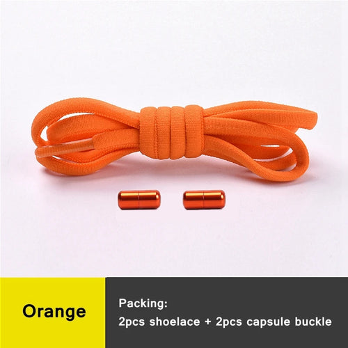 21 Colors No Tie Shoelaces For Sneakers Elastic Shoe Laces Round Metal