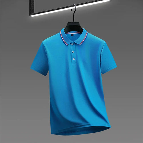 2025 New Men's Casual Solid Color Short Sleeved Polo Shirt Summer