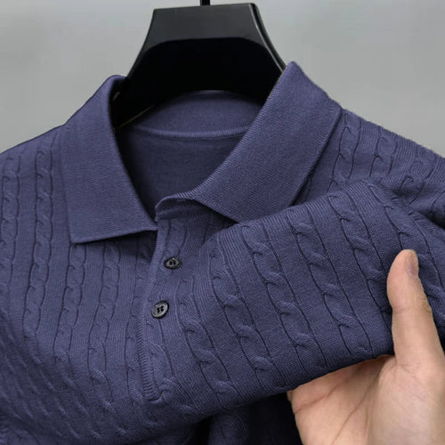 Autumn Men's Knitted Pullover Sweaters Cable Woolen Button Sweater