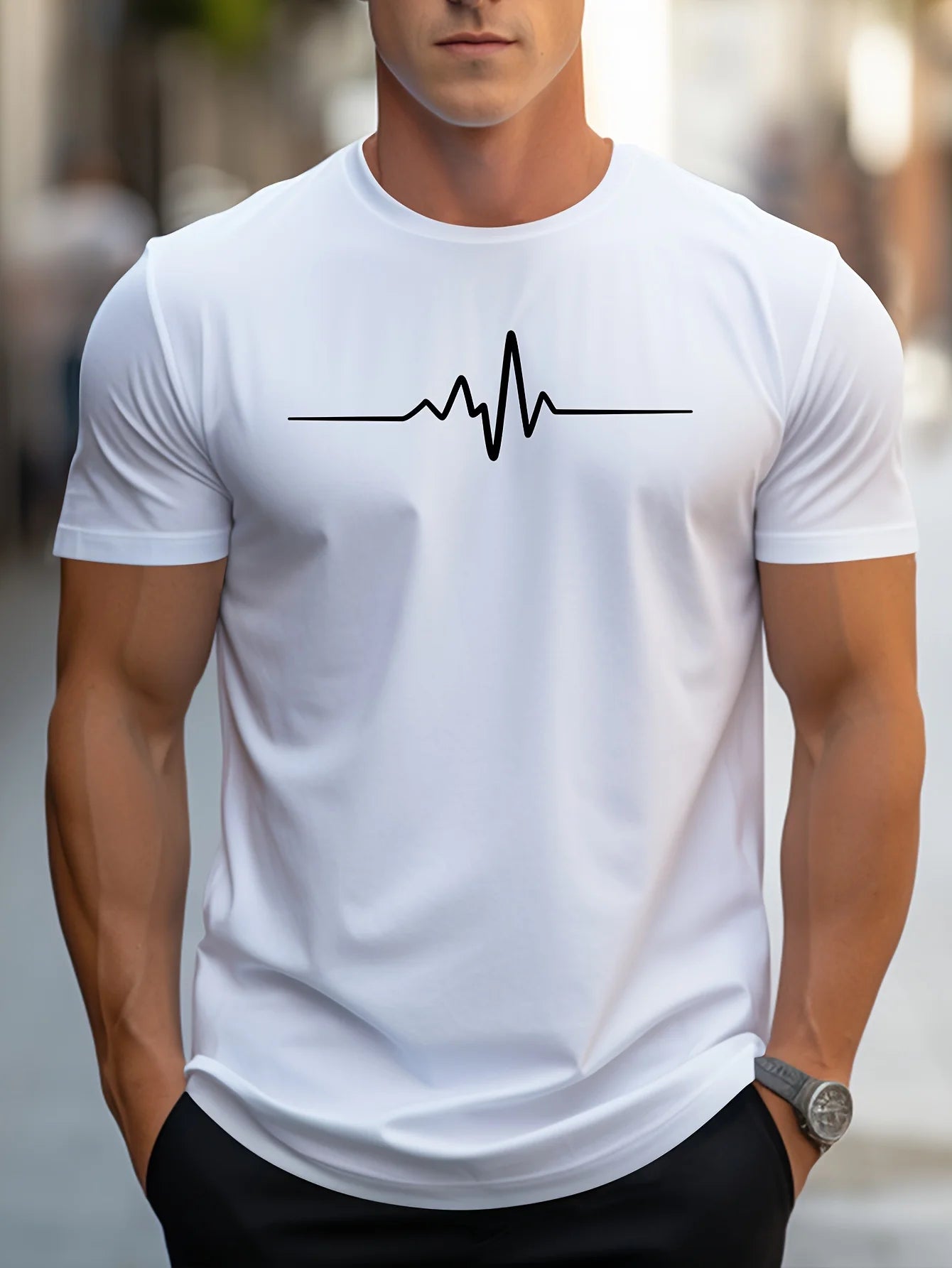 Men's 100% cotton summer loose size Creative Graphic printed slim fit