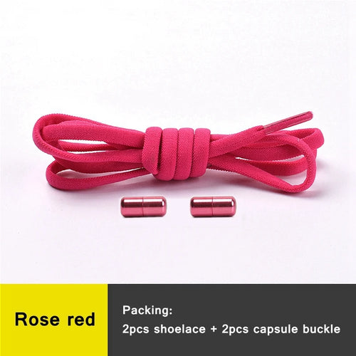 21 Colors No Tie Shoelaces For Sneakers Elastic Shoe Laces Round Metal