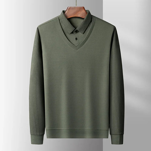 2025 New Men's Casual and Fashionable Long Sleeved Solid Color Fake