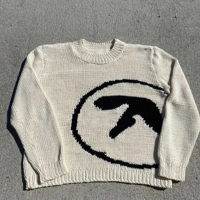 Men's Sweater Aphex Twin Knit Winter Oversized Vintage Long Sleeve