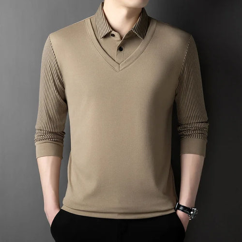 2025 New Men's Casual and Fashionable Long Sleeved Solid Color Fake