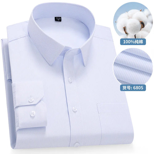 High Quality 100% Cotton Men's Shirts Long Sleeve Slim Fit Business