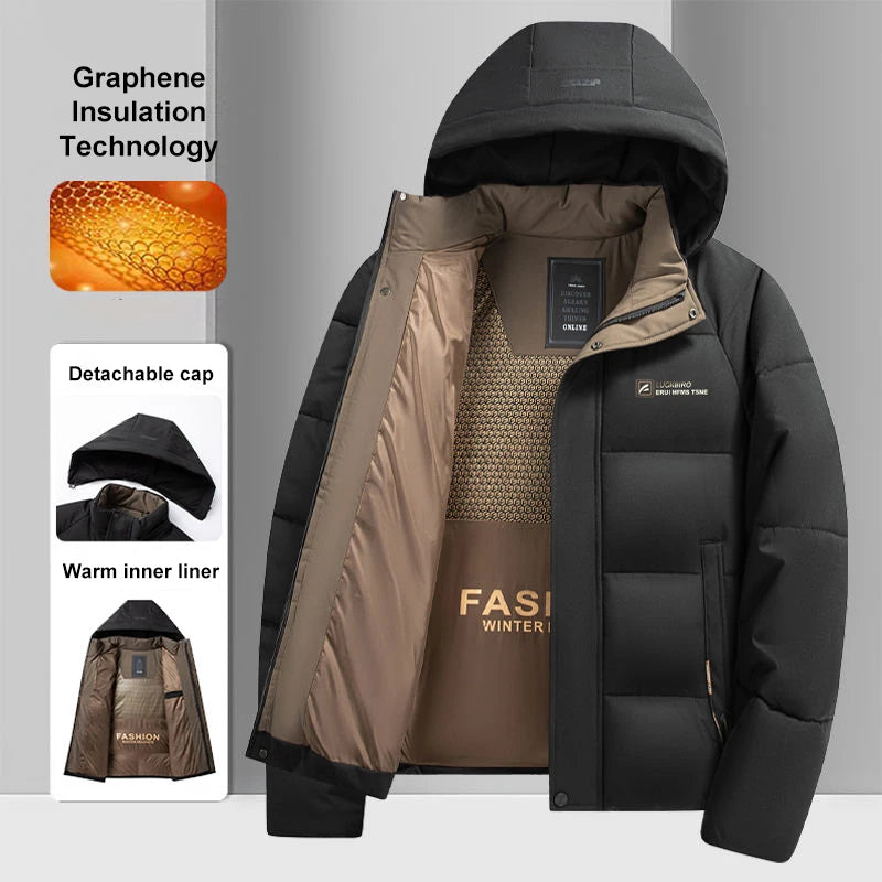 Graphene Warm Windproof Jacket Men 2024 Winter New Fashion Comfortable