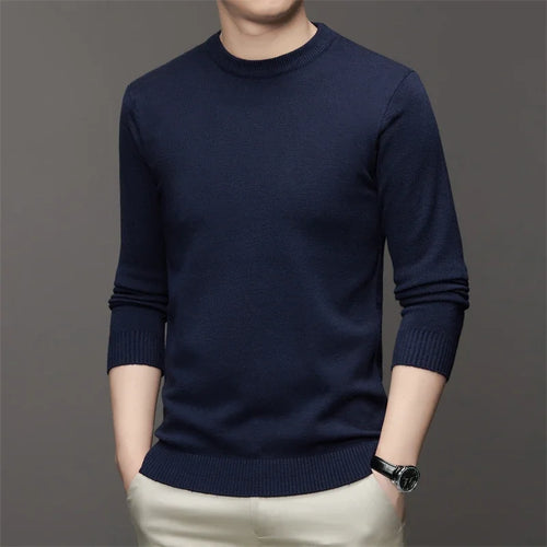 7 Colour Men's Round Neck Long Sleeved Solid Color Sweater Soft Warm
