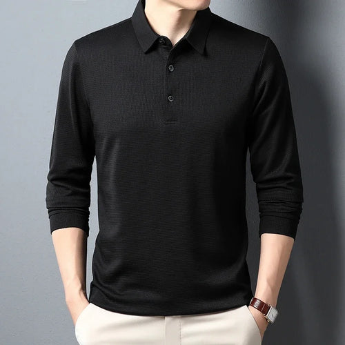 Men's Business Casual Polo Long Sleeve T-shirt Summer Comfortable